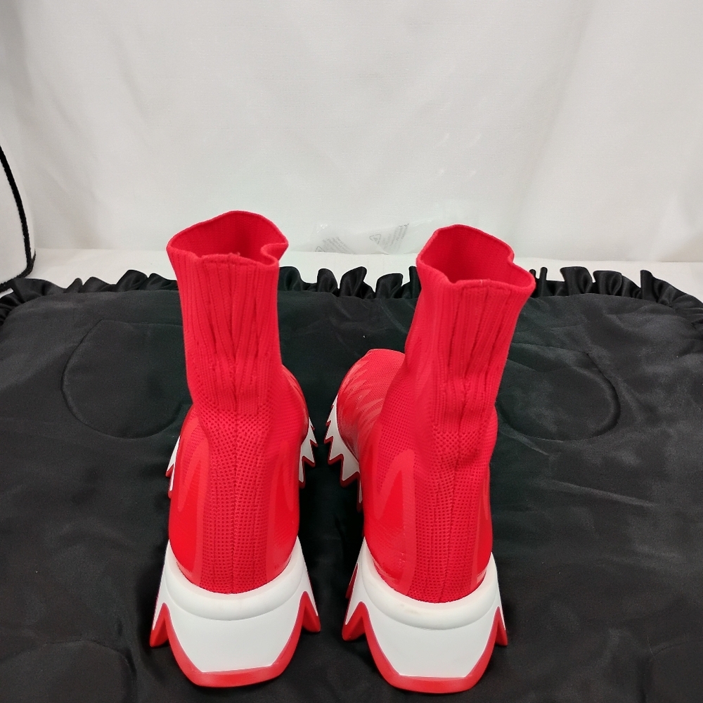 CHRISTIAN LOUBOUTIN Red SHARKY SOCK Flat Sneaker SZ 7.5 - Picture 5 of 13